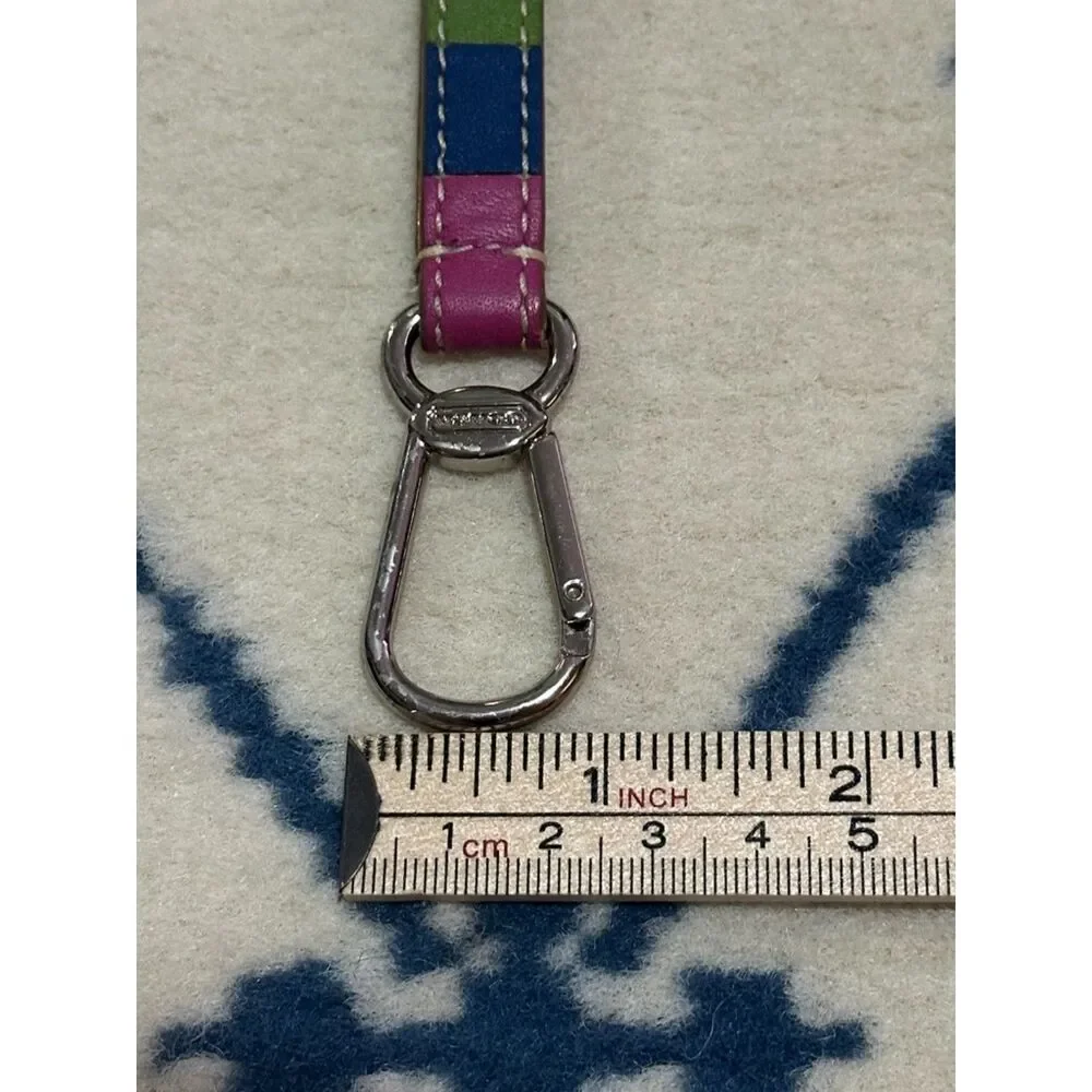 Coach Y2K Vintage Legacy Stripe Colorblock Leather Keychain Bag Charm - Multi